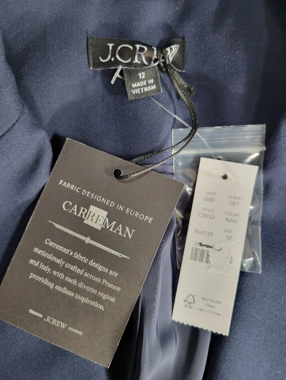 J Crew Margeaux blazer in four-season stretch CS653 Size 12 Navy